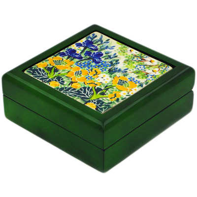 Polish Pottery Jewelry Box 5&quot; Peaceful Garden UNIKAT