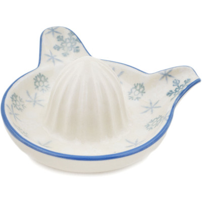 Polish Pottery Juice Reamer Small Silver Snow Fall UNIKAT