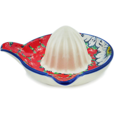 Polish Pottery Juice Reamer Small Sweet Red Petals UNIKAT