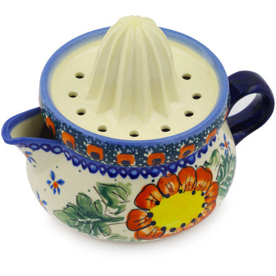 Polish Pottery Juice Reamer with Jug 6&quot; Sunshine Bees UNIKAT