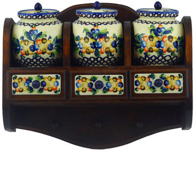 Polish Pottery Kitchen Shelf 17&quot; Lace Collar UNIKAT