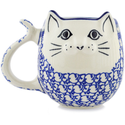 Polish Pottery Kitty Cat Face Mug