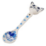 Polish Pottery Kitty Cat Face Spoon Blue Spring
