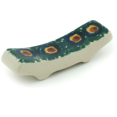 Polish Pottery Knife Rest 2&quot; Emerald Peacock