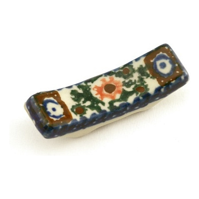 Polish Pottery Knife Rest 2&quot; Floral Peacock UNIKAT