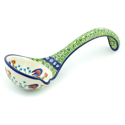 Polish Pottery Ladle 10&quot; Country Rooster UNIKAT