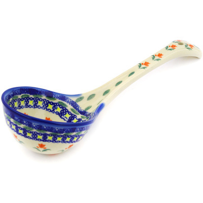 Polish Pottery Ladle 12&quot; Cocentric Tulips