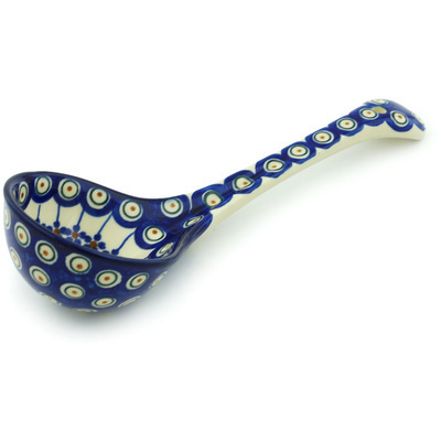 Polish Pottery Ladle 12&quot; Floral Peacock