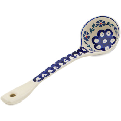 Polish Pottery Ladle 12&quot; Peacock Forget-me-not