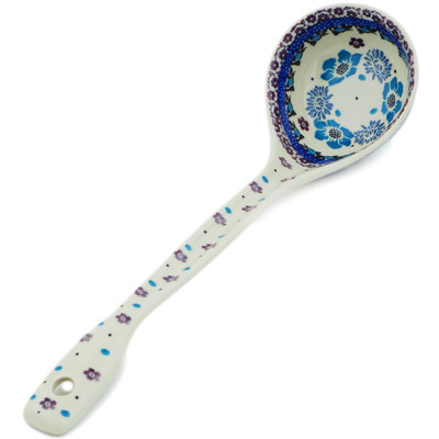 Polish Pottery Ladle 13&quot; Blooming Blues
