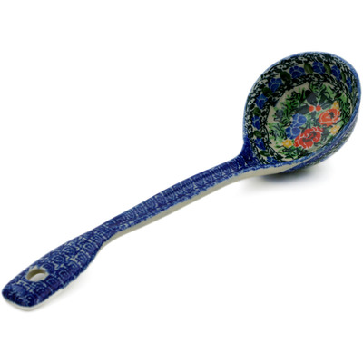 Polish Pottery Ladle 13&quot; Blue Daisy Bouquet UNIKAT