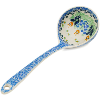 Polish Pottery Ladle 13&quot; Bluebells And Irises UNIKAT