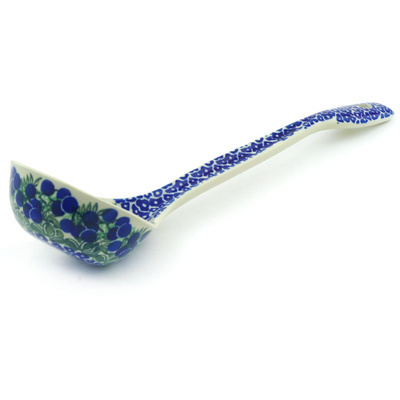 Polish Pottery Ladle 13&quot; Blueberry Fields Forever