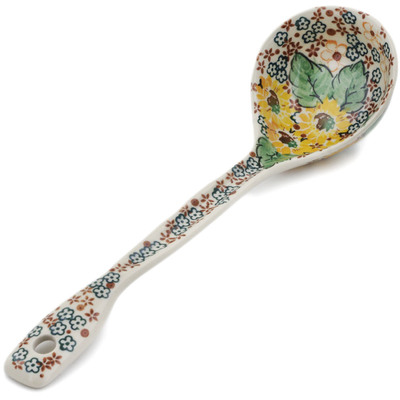 Polish Pottery Ladle 13&quot; Country Sunflower UNIKAT