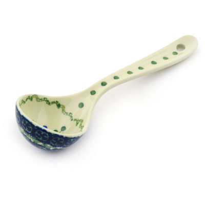 Polish Pottery Ladle 6&quot; Blue Daisy Circle