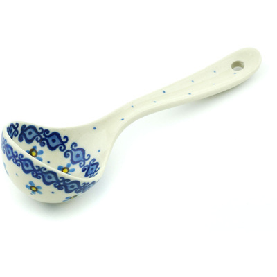 Polish Pottery Ladle 6&quot; Blue Flower Snow