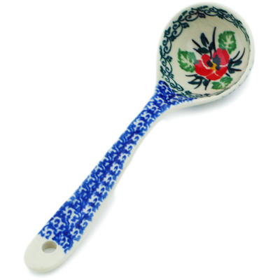 Polish Pottery Ladle 6&quot; Red Pansy