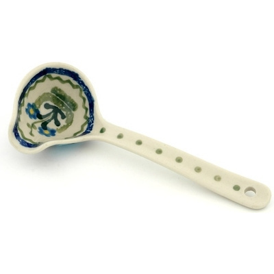 Polish Pottery Ladle 7&quot; Blue Daisy Circle