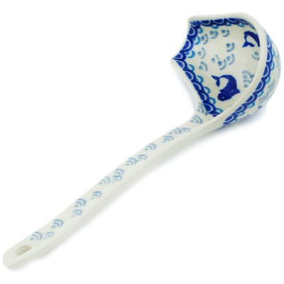 Polish Pottery Ladle 7&quot; Blue Herring Waters