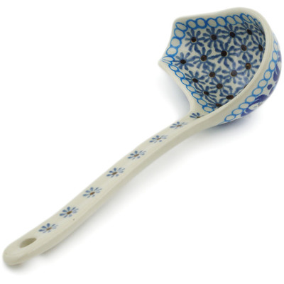 Polish Pottery Ladle 7&quot; Blue Ice