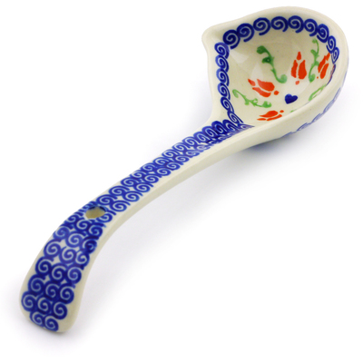 Polish Pottery Ladle 7&quot; Butterfly Tulips