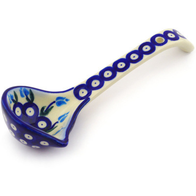 Polish Pottery Ladle 7&quot; Peacock Tulip Garden