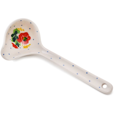 Polish Pottery Ladle 7&quot; Red Poppy Chain