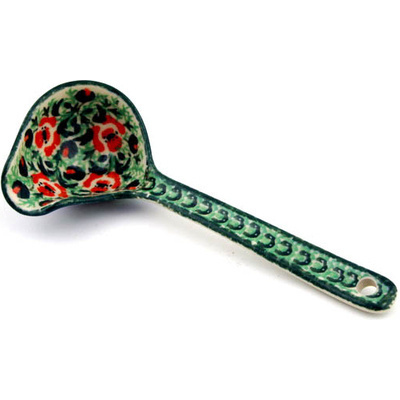 Polish Pottery Ladle 7&quot; Red Rose Buds UNIKAT