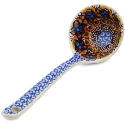 Polish Pottery Ladle 9&quot; Brown Mardi Gras UNIKAT