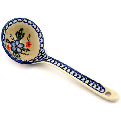 Polish Pottery Ladle 9&quot; Cobblestone Garden