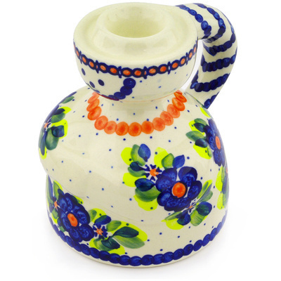 Polish Pottery Lady Candle Holder 5&quot; Bright Buds