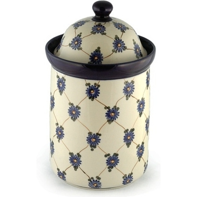 Polish Pottery Large Canister 11&quot; Aster Trellis