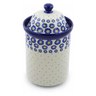 Polish Pottery Large Canister 11&quot; Blue Zinnia