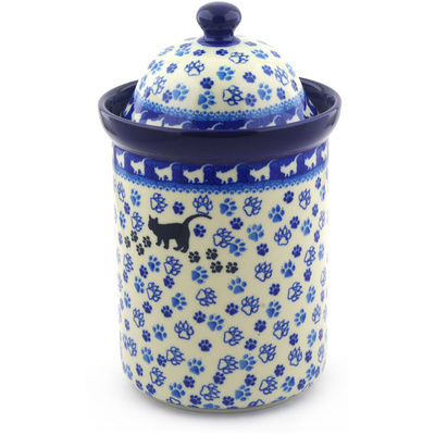 Polish Pottery Large Canister 11&quot; Boo Boo Kitty Paws