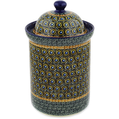 Polish Pottery Large Canister 11&quot; Brown Beauty UNIKAT