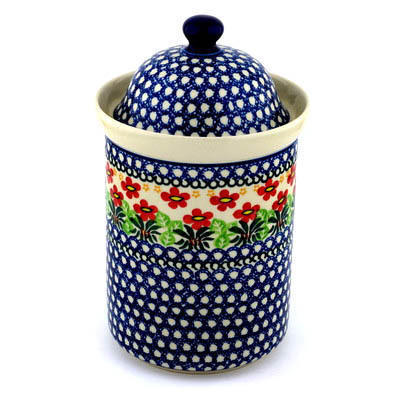Polish Pottery Large Canister 11&quot; Buenos Dias
