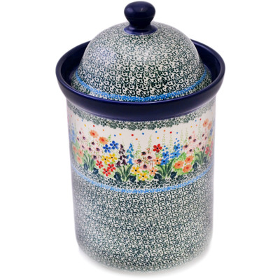 Polish Pottery Large Canister 11&quot; Colors Of The Wind UNIKAT