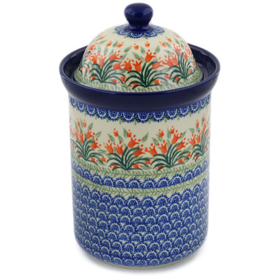 Polish Pottery Large Canister 11&quot; Crimson Bells