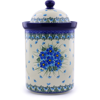 Polish Pottery Large Canister 11&quot; Forget Me Not UNIKAT