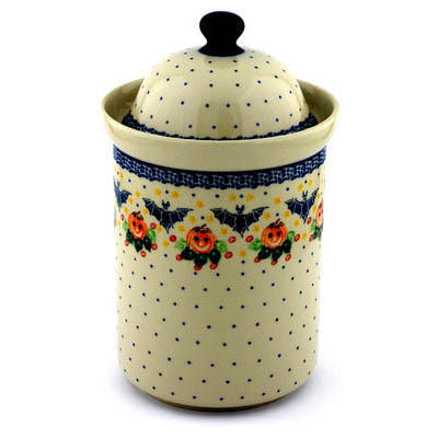 Polish Pottery Large Canister 11&quot; Happy Halloween
