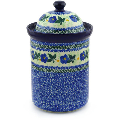 Polish Pottery Large Canister 11&quot; Infinity Flower