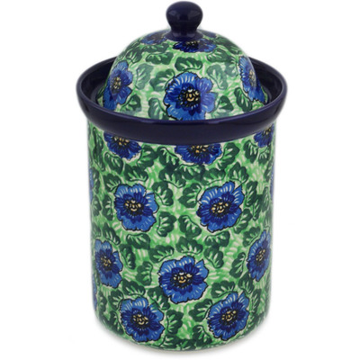 Polish Pottery Large Canister 11&quot; Quilters Floral UNIKAT