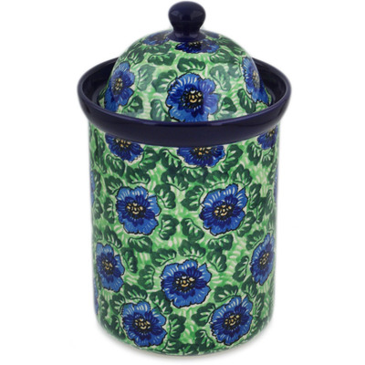 Polish Pottery Large Canister 11&quot; Quilters Floral UNIKAT