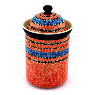 Polish Pottery Large Canister 11&quot; Southwest Sunrise