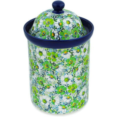 Polish Pottery Large Canister 11&quot; Spearmint Fresh UNIKAT