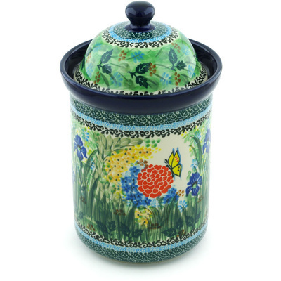 Polish Pottery Large Canister 11&quot; Spring Garden UNIKAT