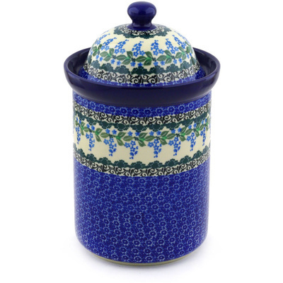 Polish Pottery Large Canister 11&quot; Wisteria
