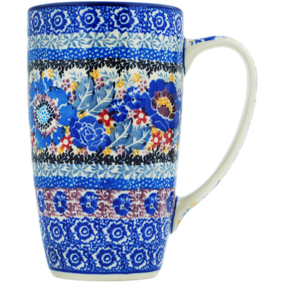 Polish Pottery Latte Mug Beautiful Blues UNIKAT