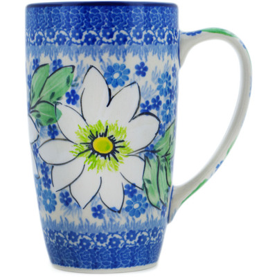Polish Pottery Latte Mug Bloodroot Bliss UNIKAT