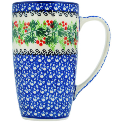 Polish Pottery Latte Mug Blooming Rowan